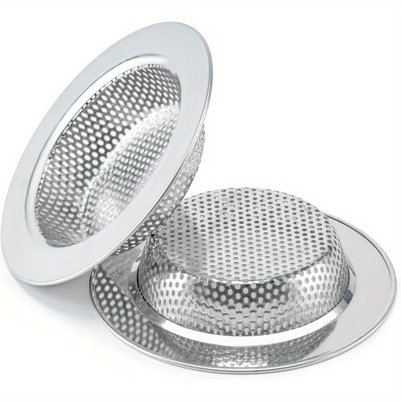 

2-pack thick double-layer anti-clog sink strainer, 304 stainless steel kitchen drain basket, suitable for standard kitchen sinks