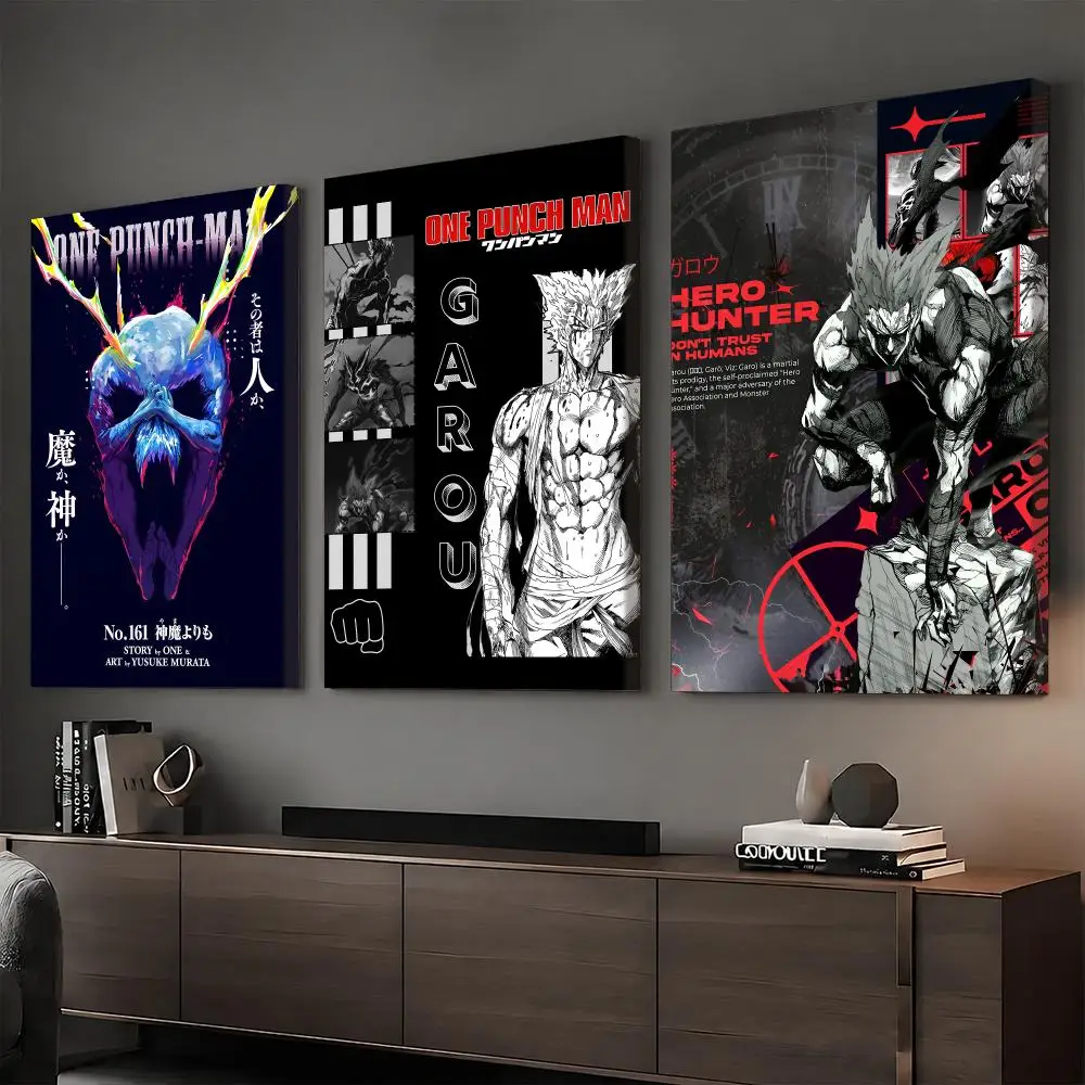 Epic Anime O-One-Punch Man Garou Framed Wall Painting Vintage Framed Wall Art Poster Canvas Elegant Home Decor Painting