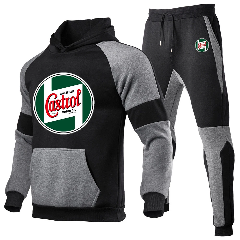 Castrol Vintage Zeichen 2024, neuer Stil für Herren, Frühling und Herbst, lässig, Reißverschluss, Hoodies, Sweatpant, Harajuku, Sport, bequemer Anzug