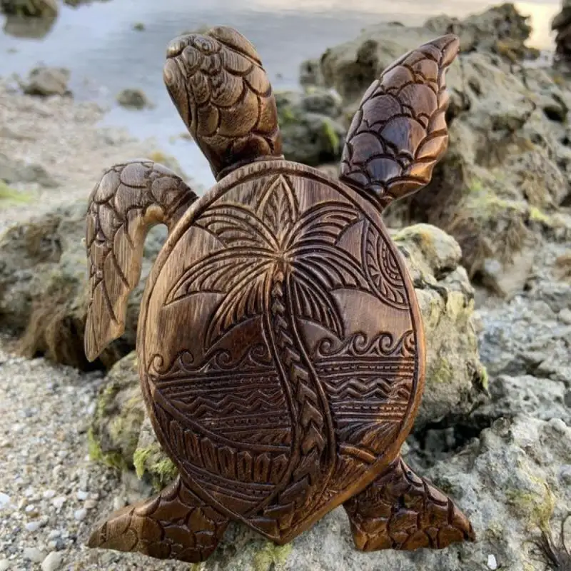 

Hawaiian Sea Turtle Statue‌ - Lifelike Resin Art for Beach & Garden Decor