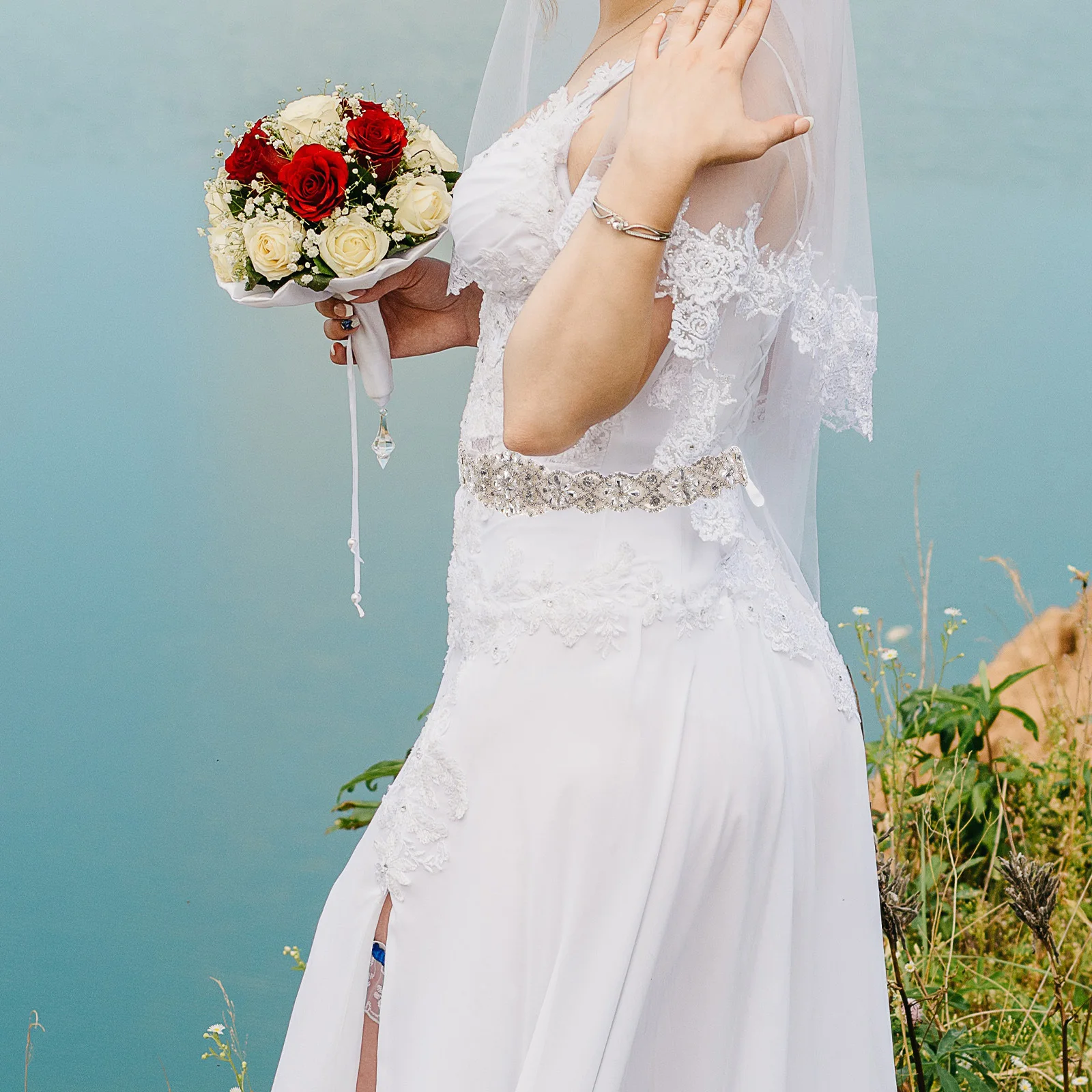 1Pcs Rhinestone Bride Belt Pearl Bridal Waistband Wedding Dress Accessory Luxury Bridal Sash for Wedding Engagement Party