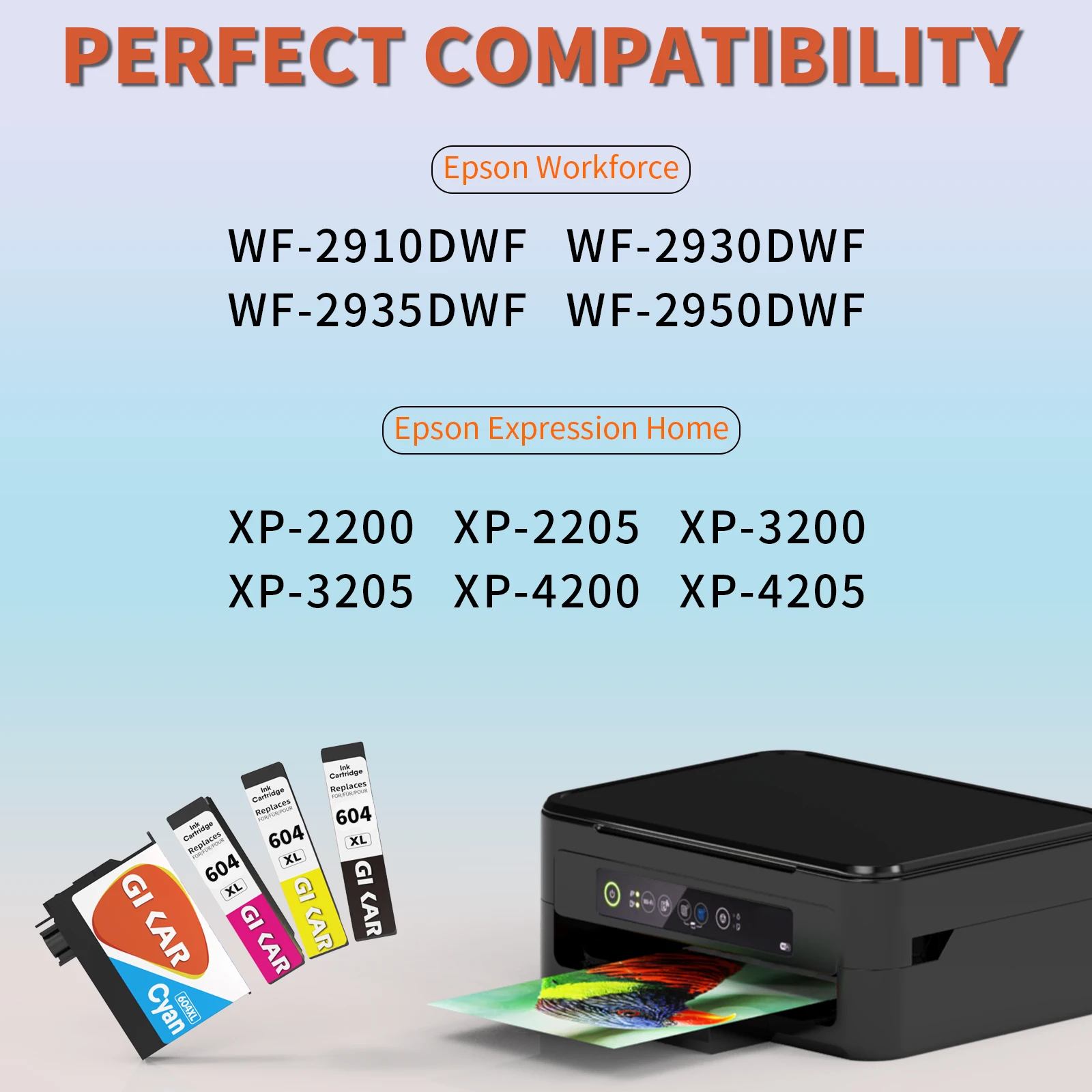 GIKAR 604XL T604XL T604 XL 604 Premium Compatible Ink Cartridge for Epson XP-4205,WF-2910DWF/WF-2930DWF/WF-2935DWF/WF-2950DWF