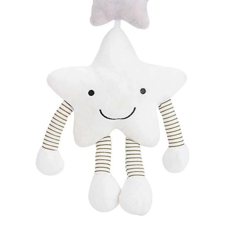 Cartoon white five-pointed star car hanging baby sleeping sound toys baby music wind chime toys