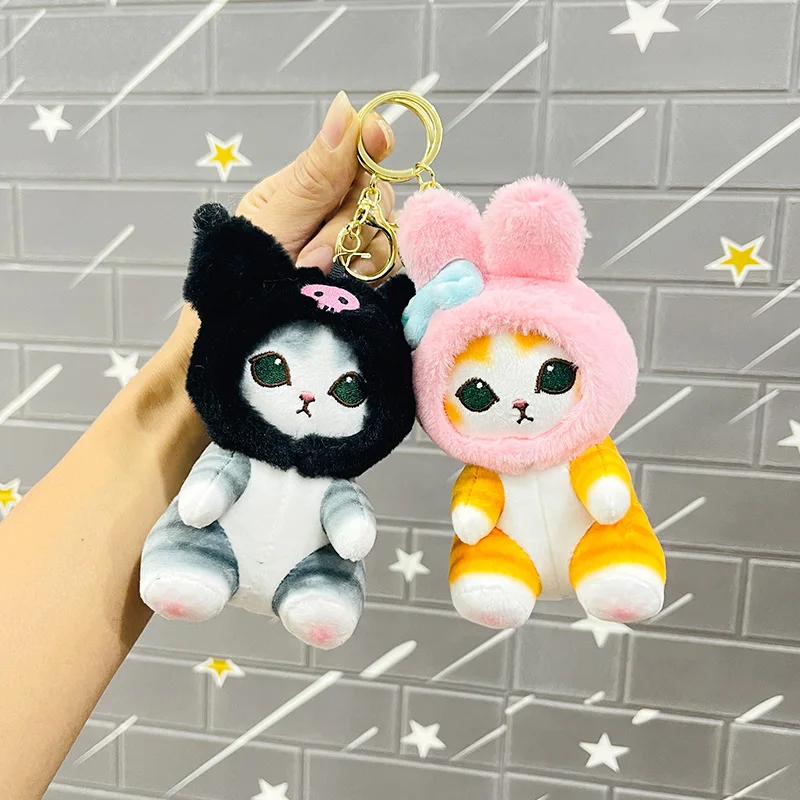 Llavero con colgante de animales para niños, Mini muñeca Kawaii de tiburón, gato, Mofusand, juguetes de regalo para niños, nuevo