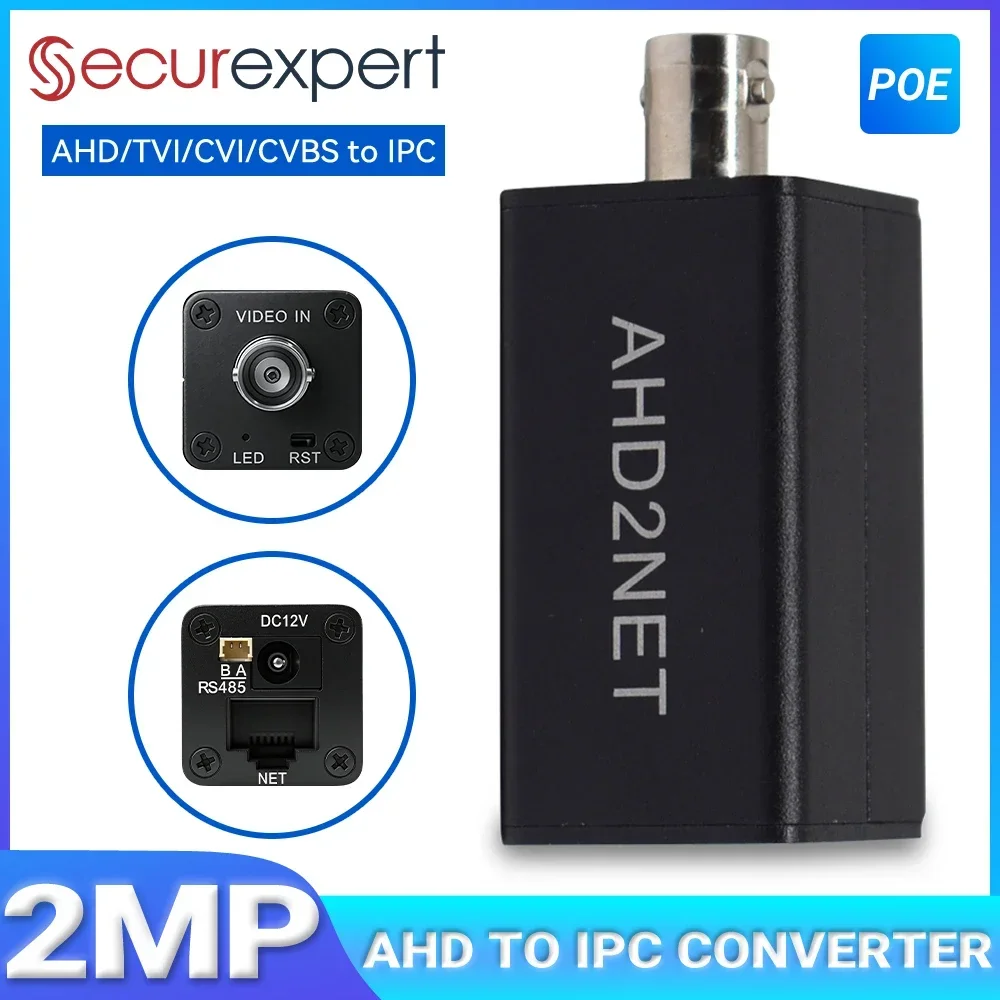 Securexpert Analog to IP Converter AHD TVI CVI CVBS 1080P ONVIF RTSP RJ45 POE Video Encoder for CCTV NVR Surveillance System