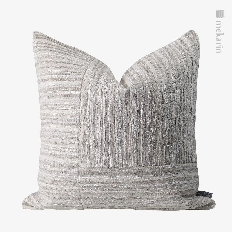 

Original design model room sofa pillow living room pillow simple beige texture stripe stitching square pillow seat cushion