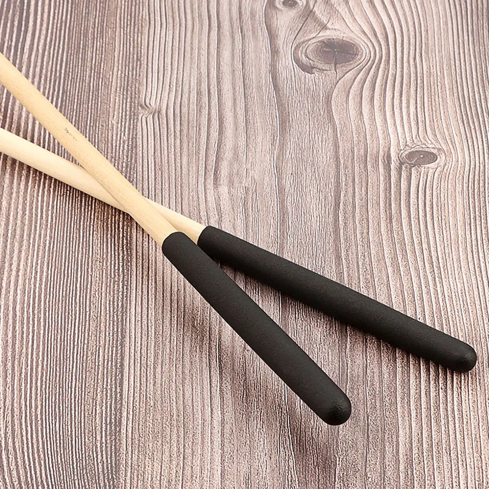 2Pcs Wooden Handle Round Ball Drumsticks Soft Rubber Mallets for Tongue Drum Kit Xylophone Percussion Accessories