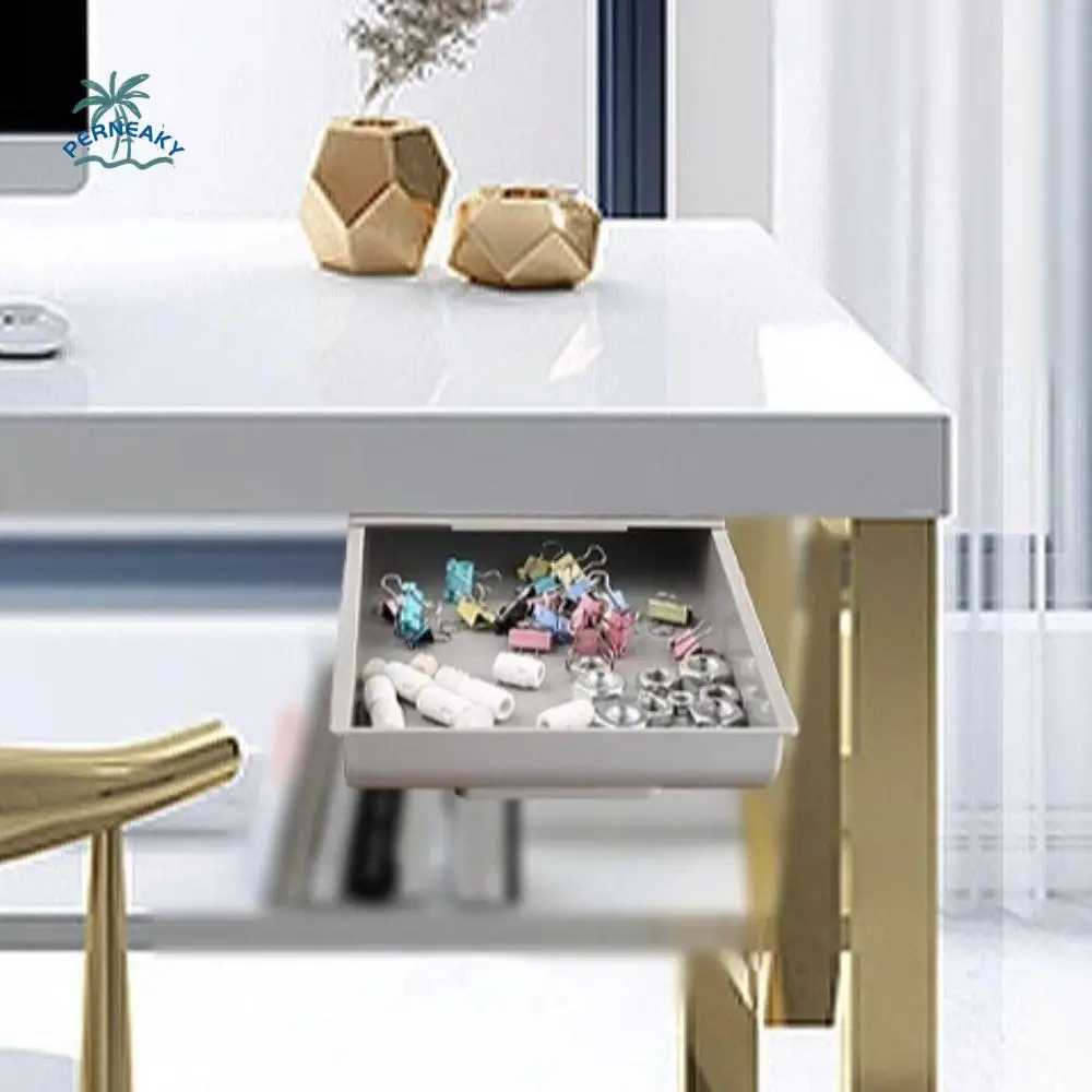 

Cosmetics ABS Hidden Drawer Organizer Self-Adhesive Storage Box Small Drawer Under Table Stationery Organizer Home