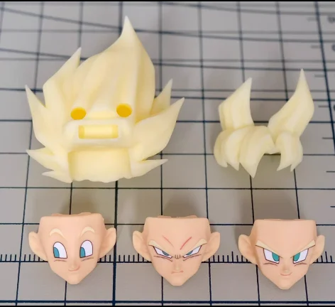 

Shf Full Power Goku Head Sculpt Set 1 Head 3 Faces Soft Resin Yellow With Water Slide Decals Compatible With Bandai 2.0 3.0 Body