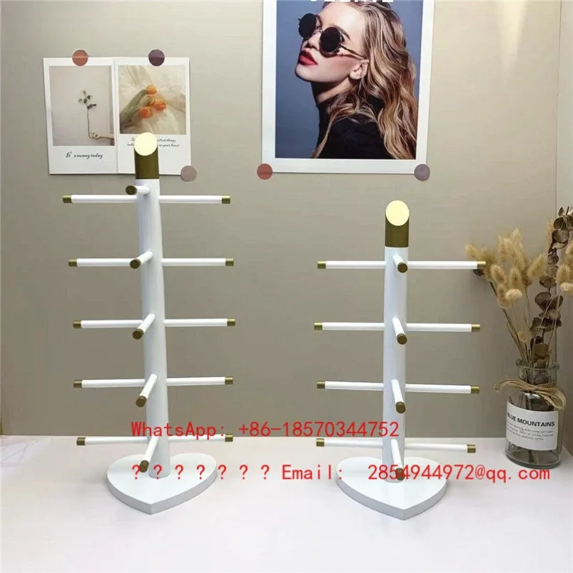 

White Paint Glasses Display Rack Light Luxury Glasses Holder Multi-layer Display