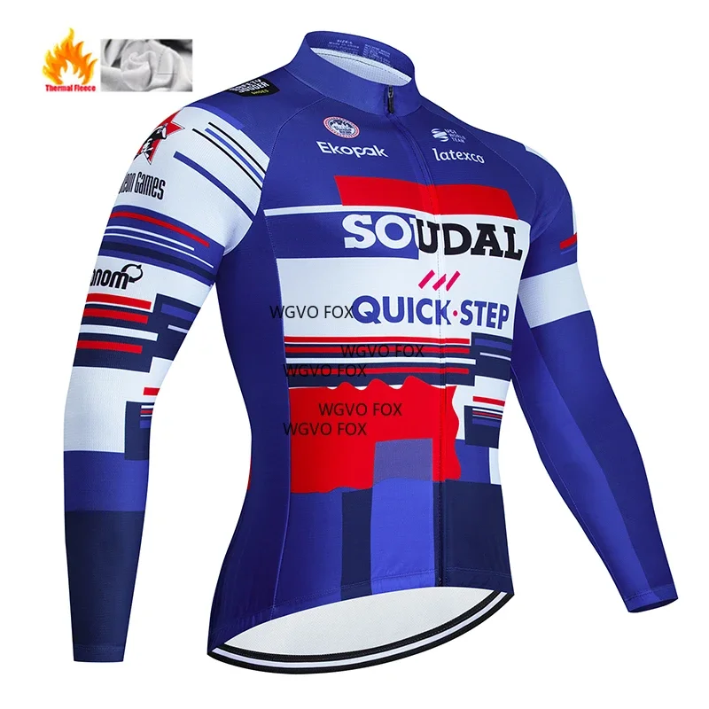 

QUICK STEP 2025 Winter Cycling Jersey Men's Fleece Thermal Jacket Long Sleeve MTB Bicycle Outdoor Sports Warm Clothing