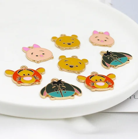 10pcs cartoon Charm for Jewelry Making Enamel Necklace Keychain Phone Pendant Diy Accessories Alloy Metal
