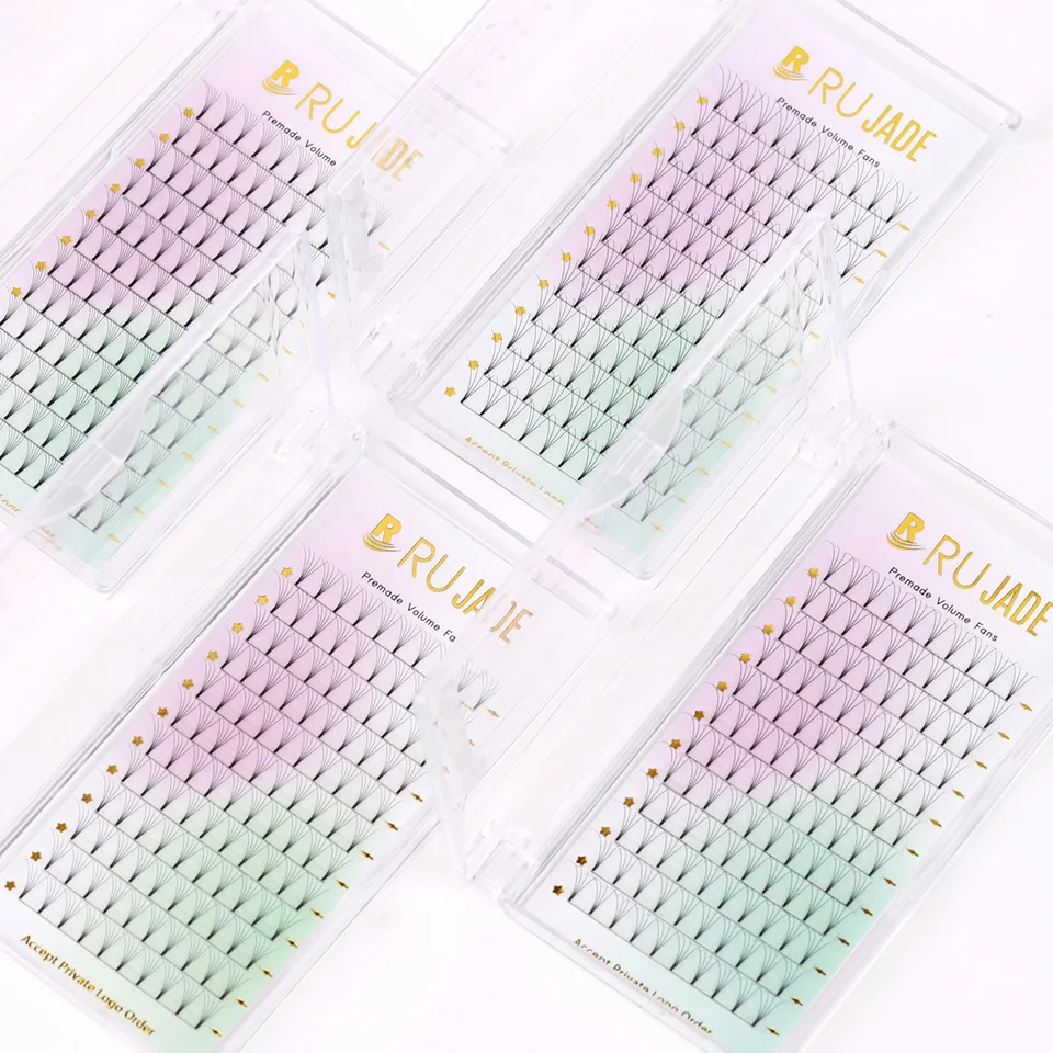 Rujade 0,07/0,10 mm Kurzer/Langer Stiel Korea Vorgefertigte Russische Volumen-Wimpern Vorgefertigte Fächer Professionelle Mega-Volumen-Wimpernverlängerungen – Detail 17