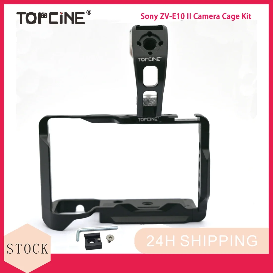 ZVE10 II Camera Cage for Sony ZV-E10 II with Cold Shoe Mount Arca-Swiss Quick Release Plate NATO Aluminum Full Cage Anti-Twist