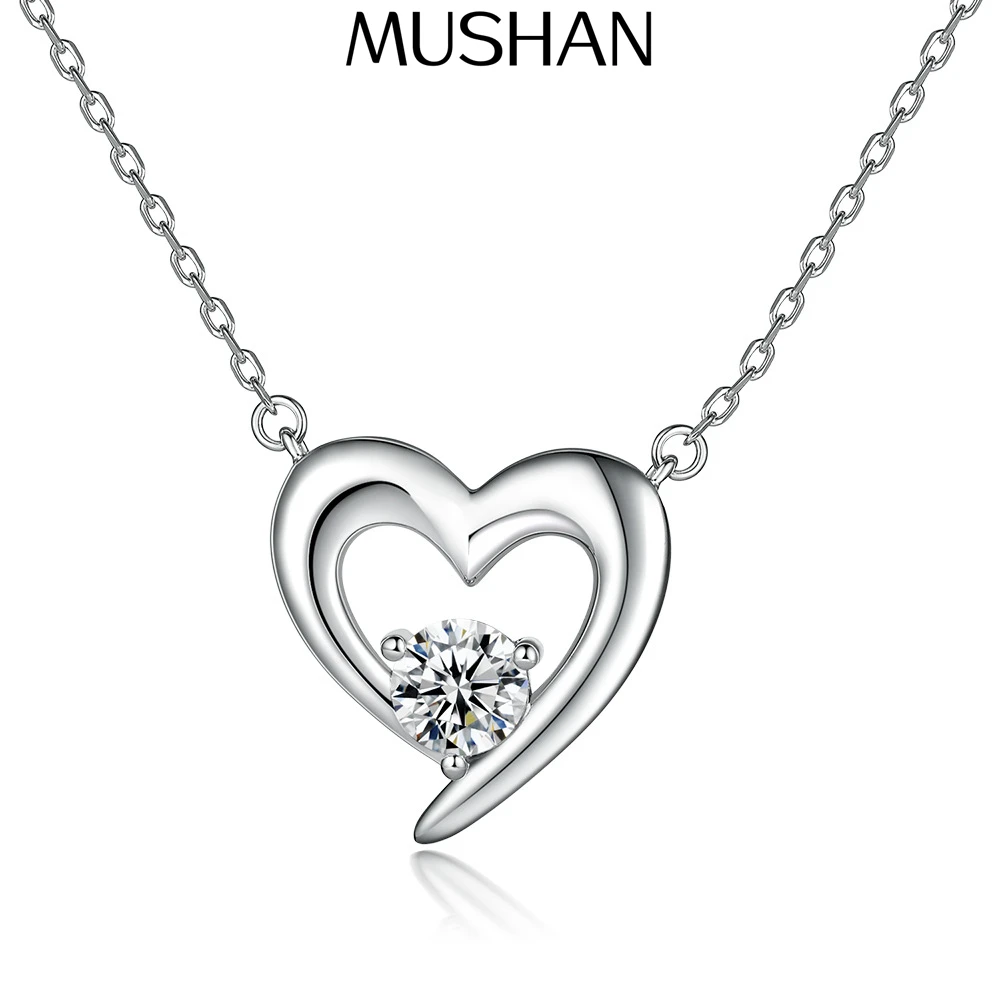 

MuShan Luxury Jewelry 925 Sterling Silver Necklace Zircon 7A Initial Party for Bride Real Gold Plated Premium Jewelry Pendant