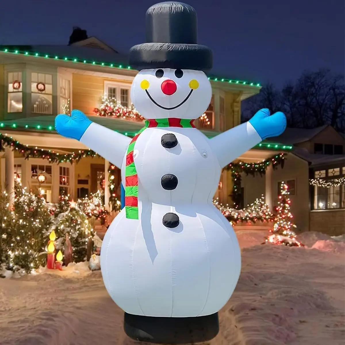 Giant 13Ft Inflatable Christmas Snowman Outdoor Holiday Decorations with Blower Festive Blow up Snow Man for Garden Home