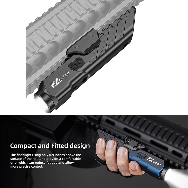 

EZshoot 1700 Lumens Tactical Flashlight for Rifle with Magnetic Rechargeable LED Light Compatible with Picatinny Rail M-Rail