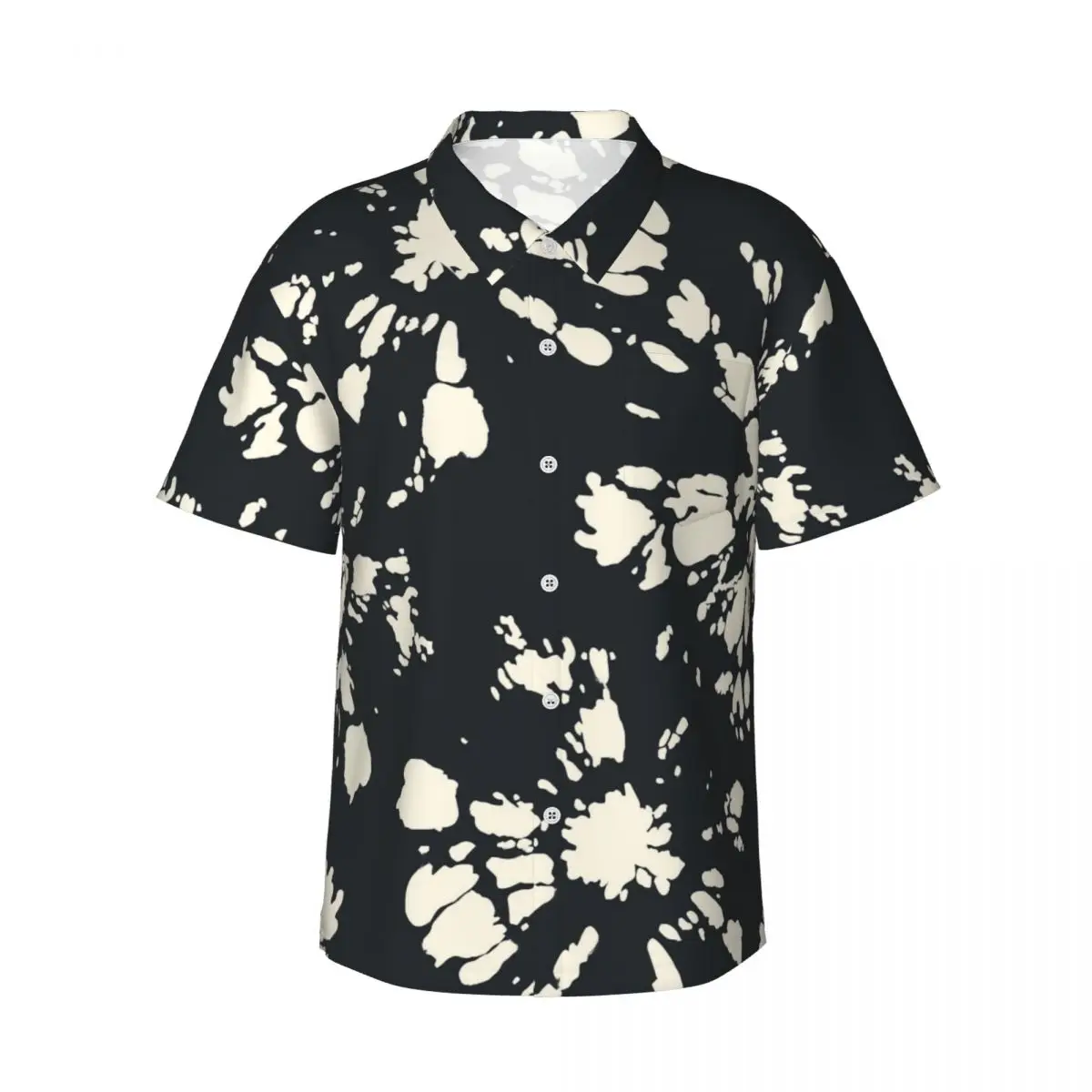 

Black Tie Dye Beach Shirt Man Abstract Flower Print Casual Shirts Hawaiian Short Sleeve Printed Elegant Oversize Blouses Gift