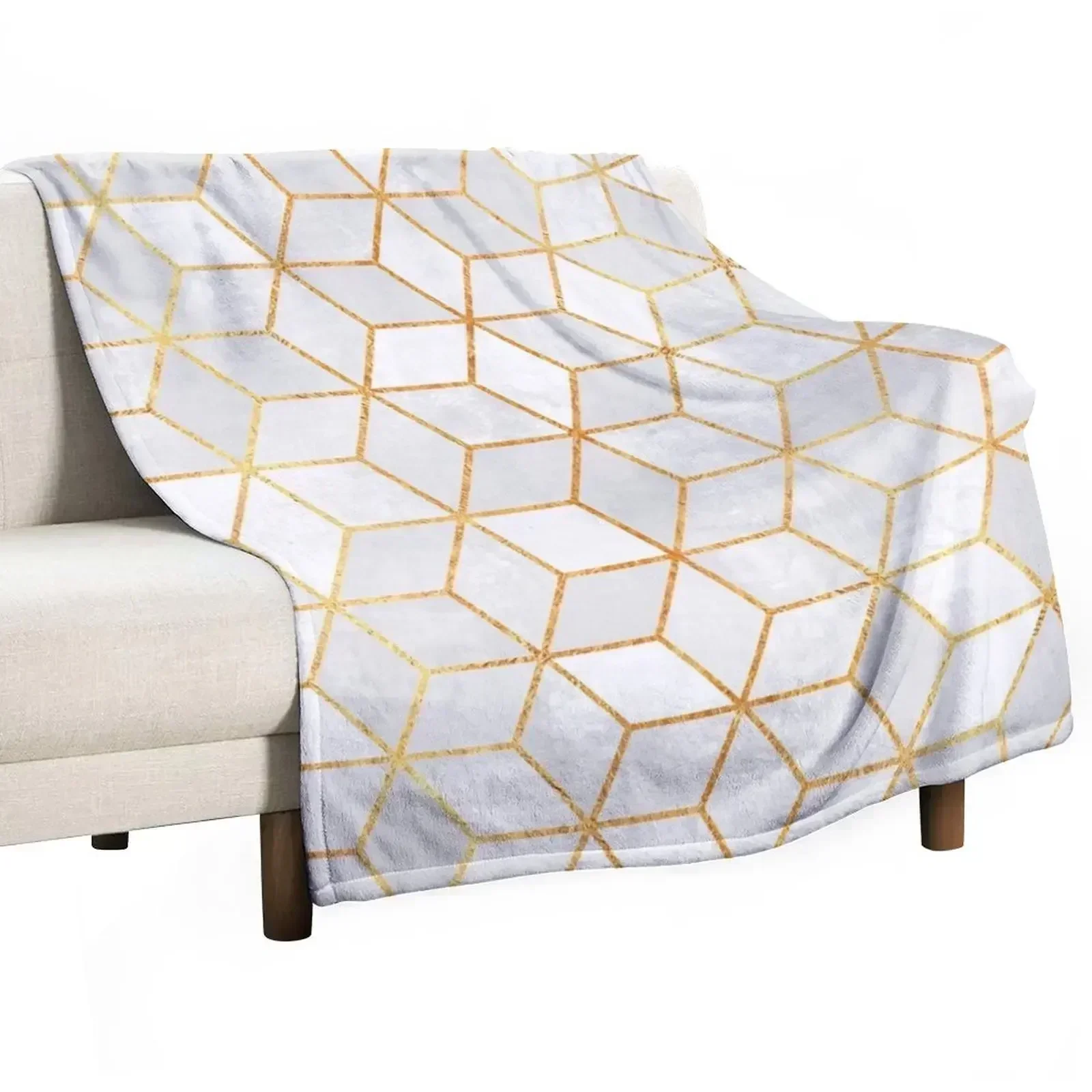 

White Cubes Throw Blanket Nap Blankets For Bed Blankets