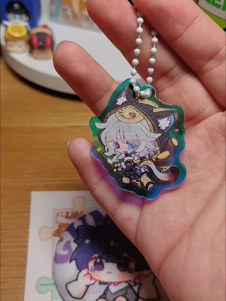 هونكاي: نجمة السكك الحديدية التشفير Hyacine Mydei Anaxa Phainon الملونة المفاتيح قلادة الليزر كيرينغ ل حامل مفتاح السيارة هدايا مزخرفة