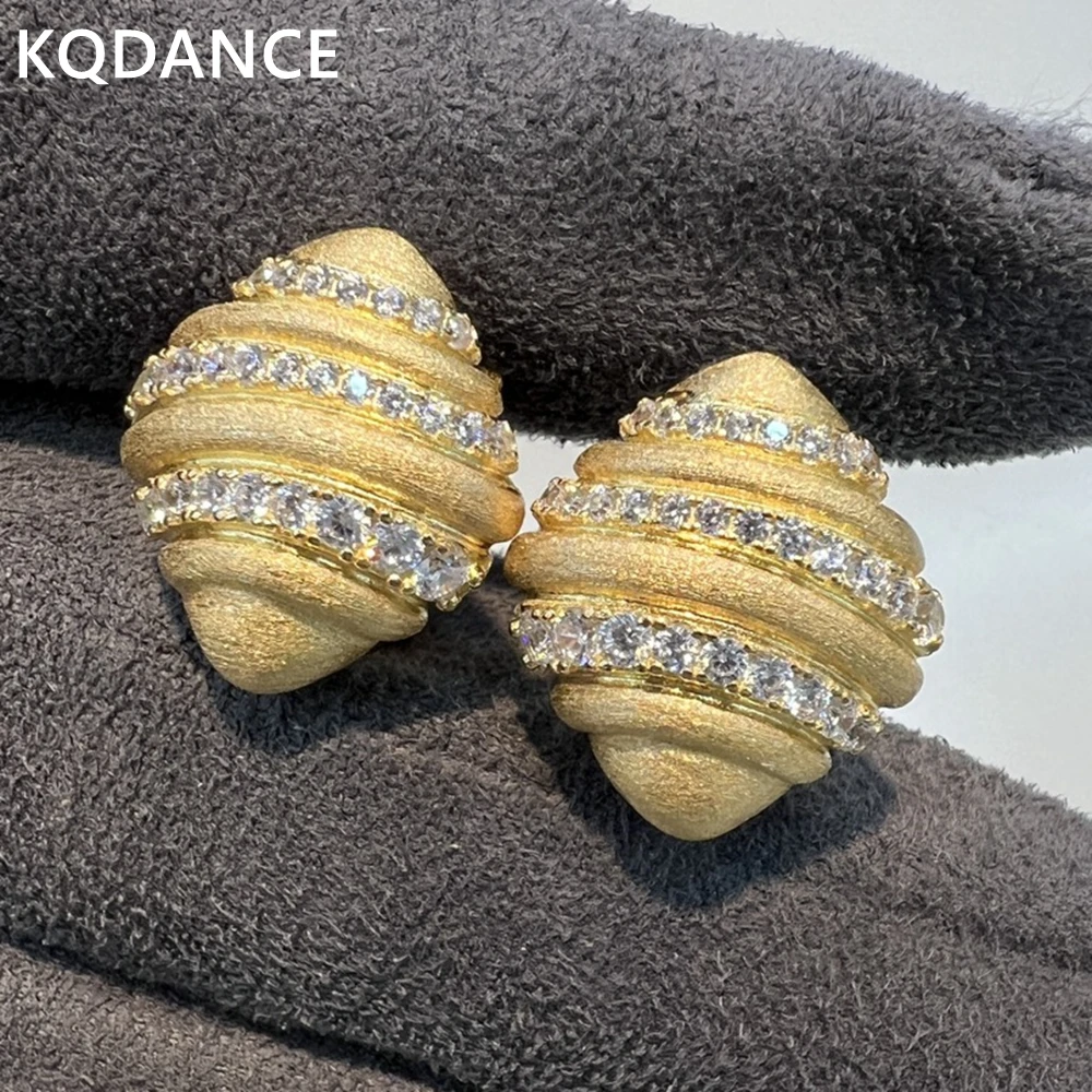 

KQDANCE High Italian Wire Drawing Craft Synthetic Zircon Diamond Croissant Style Huggie Earrings 925 Silver Jewelry For Women