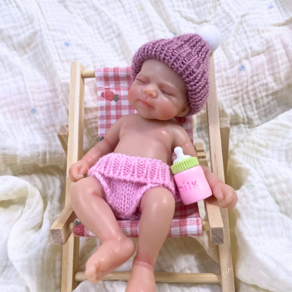 Mini 15CM Reborn Pascale Silicone Baby Doll Girl Washable Body 6 Inch Soft Solid Silicone Doll Birthday Christmas Gift Toy