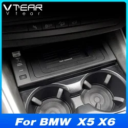 Car Wireless Charger 15w Fast Mobile Phone Charging Panel Adapter For BMW X6 F16 X5 F15 Interior Accessories 2014-2019