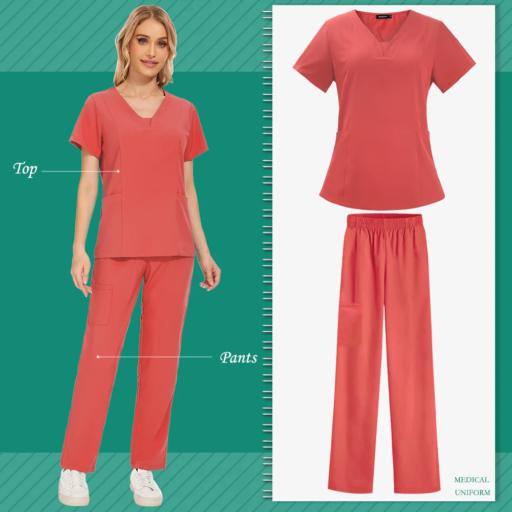 Klinische Uniform Mode Scrubs Anzug Uniform Krankenhaus Scrub Jogger Medizinische Kleidung Arzt Pflege Uniform Scrubs für Frauen Set – Detail 10