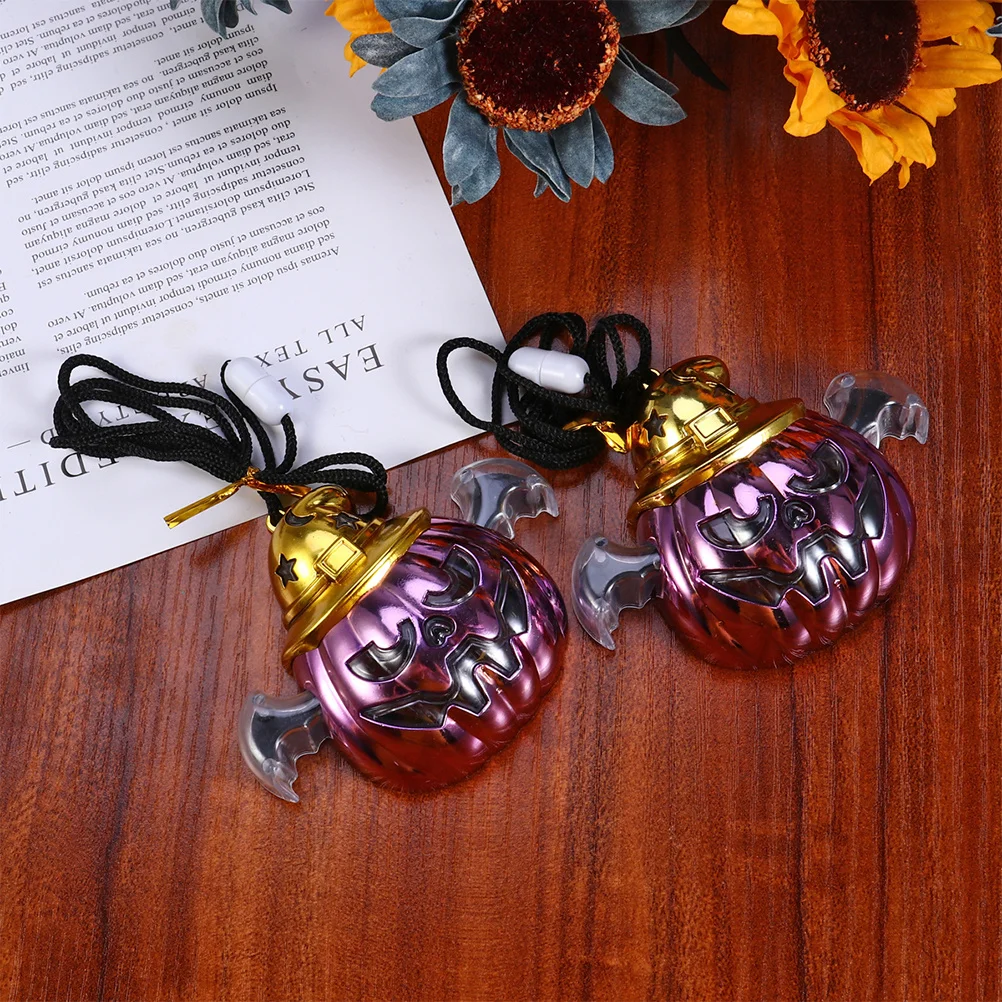 

3Pcs Pumpkin Necklace Halloween Flashing LED Lights Pendant for Party Costume Night Rave Flashing Necklace Pumpkin Pendant