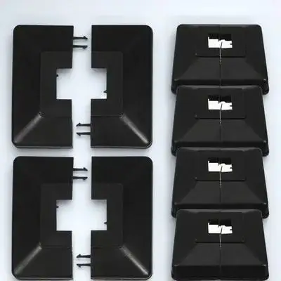 6pcs Black Plastic Split Post Base Cover Skirt For Deck Handrail Fence Small Post Caps Cover Plate Weatherproof Durable Easy