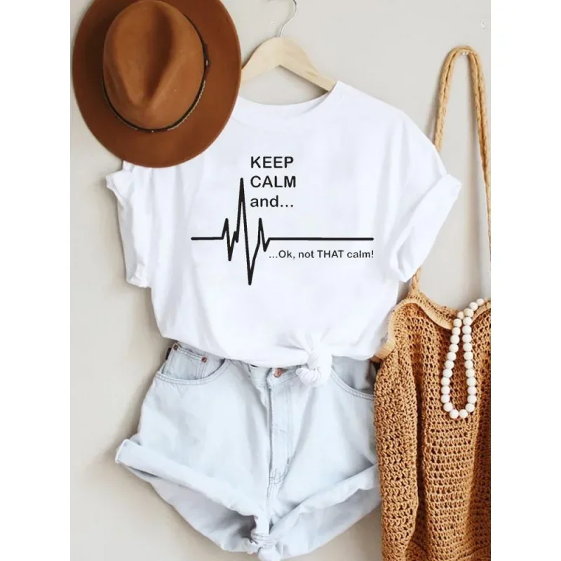 

New Heart Heart Fashion Half Sleeve Base Shirt Loose Women's T-shirt Short Sleeve Graphic T Shirts Aesthetic Tops Harajuku