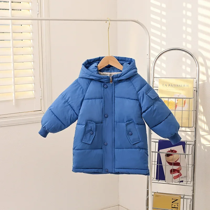 New children's down and cotton jacket for men, mid to long style for women, anti season winter clothing, Korean version cotton j