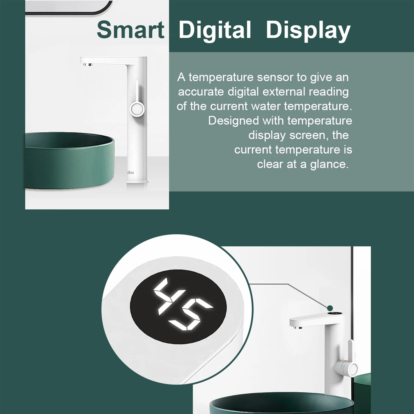 سخان مياه 2 في 1، سخان مياه فوري كهربائي للمياه الساخنة المستمرة مع تصميم مقبض غير قابل للانزلاق، صديق للبيئة ABS