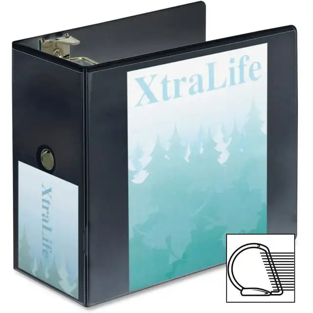 Cardinal XtraLife ClearVue Non-Stick Locking Slant-D Binder, 6" Cap, 11 x 8 1/2, Black