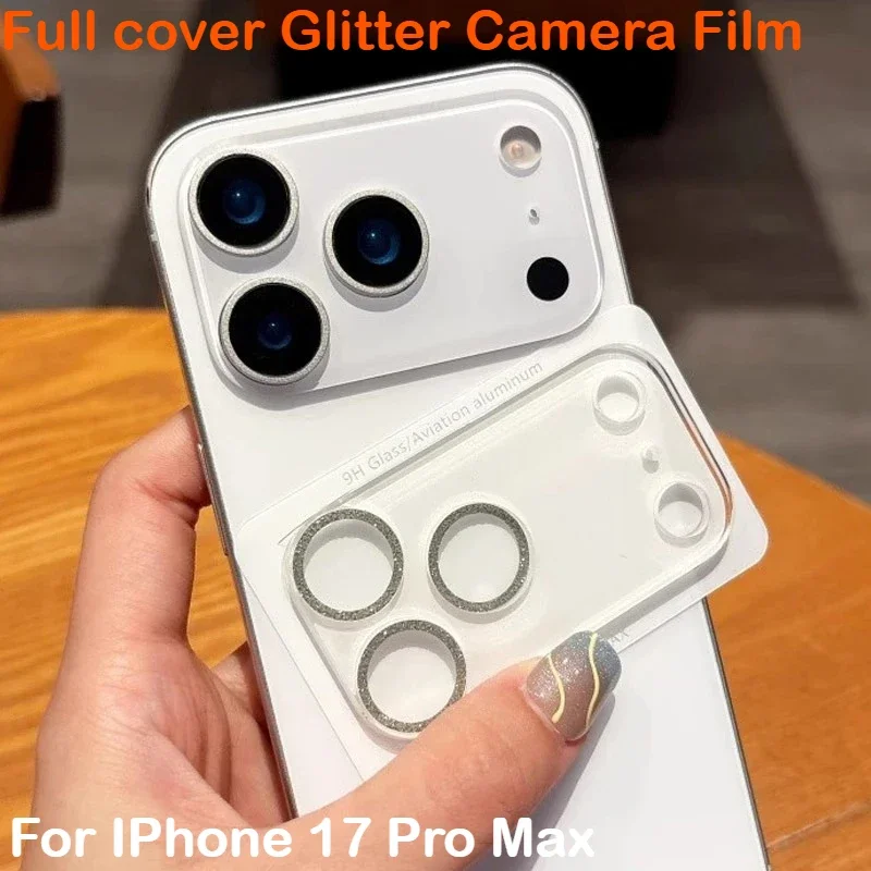 2025 جديد بريق كاميرا حامي فيلم آيفون 17 برو ماكس 17 برو 17 الهواء 9H HD واضح عدسة حامي الزجاج الخلفي عدسة غطاء كامل