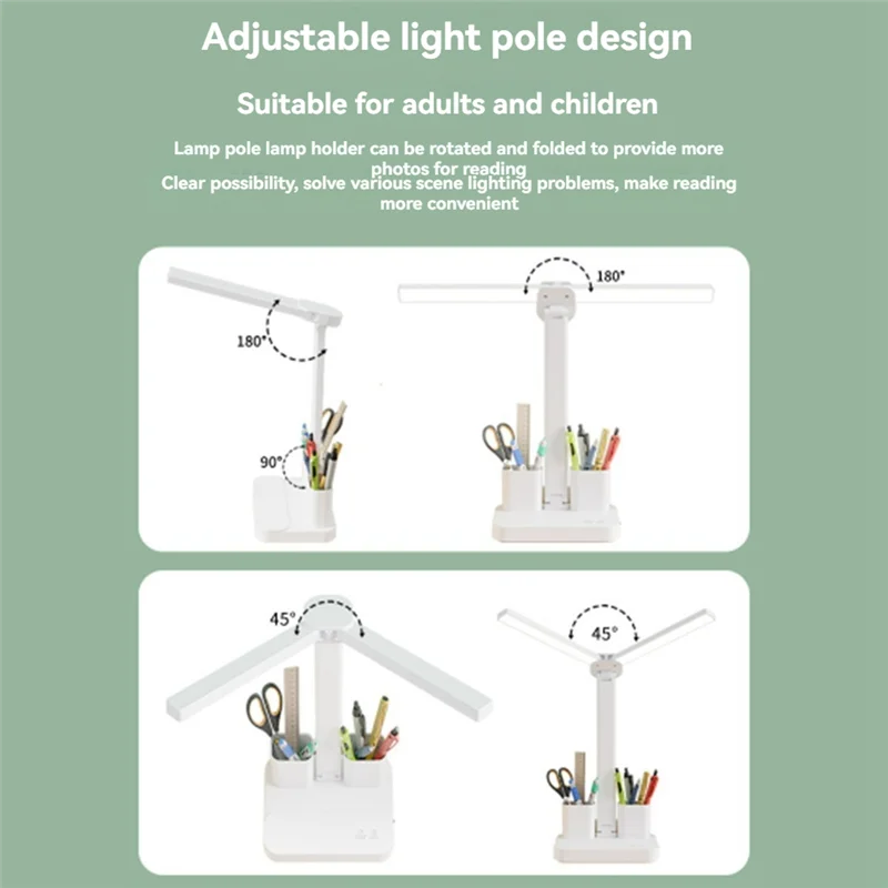 

ABLK LED Desk Lamp Light With 2 Pen Holders Dimmable 3 Color Modes Eye-Caring Table Lamp For Office Home Reading Study