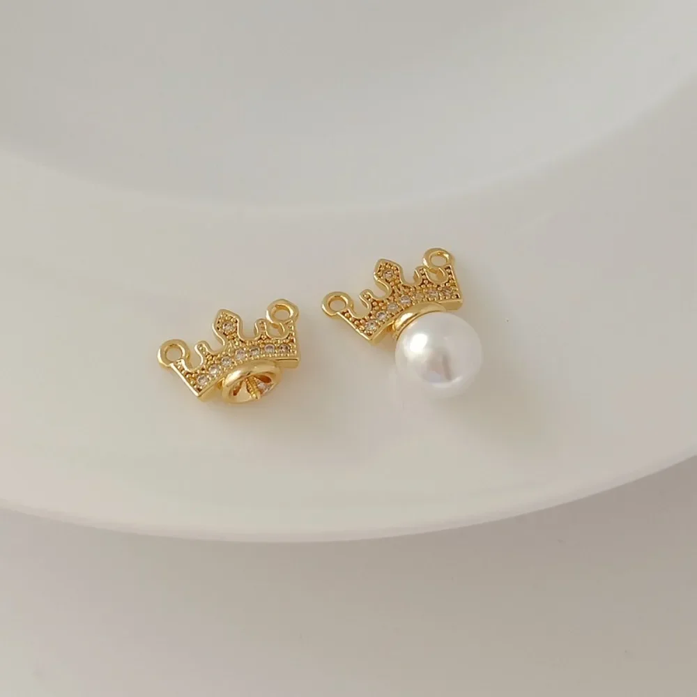 

14K Copper Plated with Real Gold, Set with Zircon, Crown Cover, Hanging Pin, Double Hanging Ring, DIY Jewelry Accessory