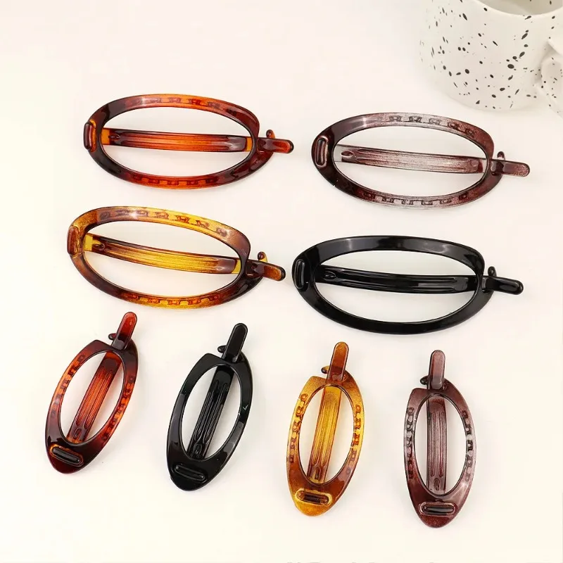 Ponytail Fix Artifact Vintage Hairpin Women Back Head Frosted Hairpin Elegant French Oval Hair Clip  Hair Styling Grab Claw Clip