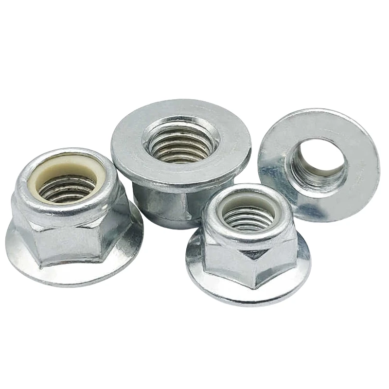 DIN6926 Metric M4 M5 M6 M8 M10 M12 Antirust Zinc Plated Hex Flange Nylon Insert Lock Nut Self-locking Nylock Locknut