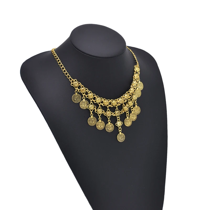 

Vintage Coin Women Necklace Tassel Bohemian Ethnic Charms Chains Chokers Necklaces Statement Gypsy Turkish Necklaces Feminina