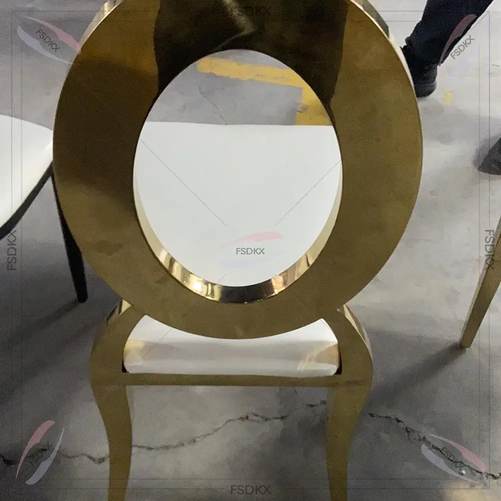 Factory Price Round Back Golden Stainless Steel Luxury Event Chairs Weddings for Dinner Banqueting Chairs From China Dining