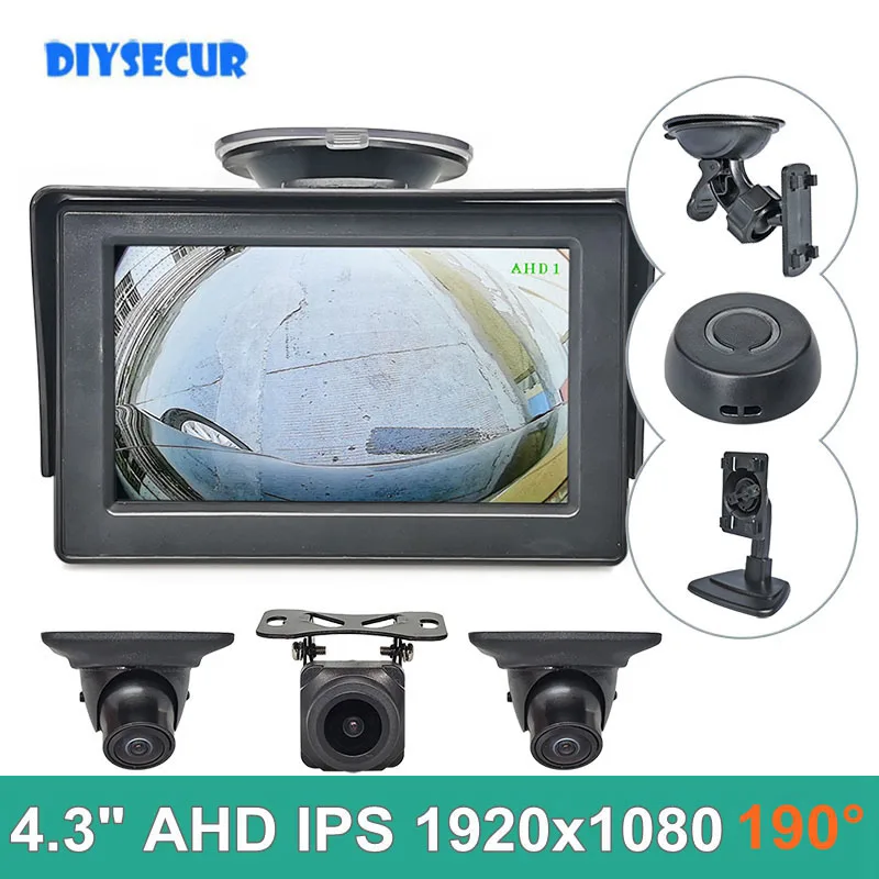 

DIYSECUR 4.3inch AHD IPS Rear View Backup Car Monitor 190 Degree 1080P Starlight AHD Side Rear View Car Camera for SUV MPV RV