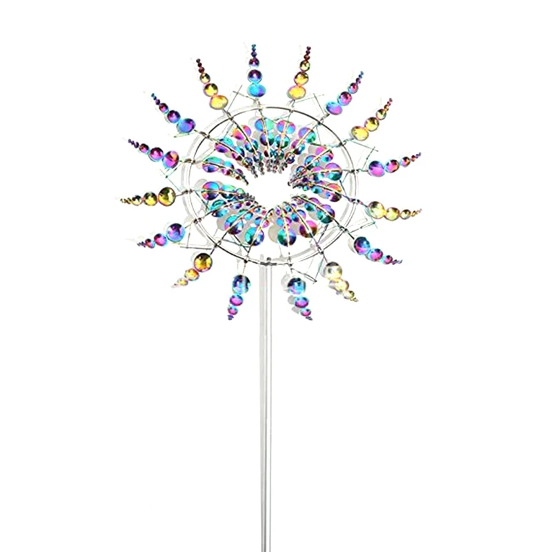 Metal Colorful Garden Rotating Windmill Ornament Crafts Wind Chime Garden Yard Outdoor Decoration Courtyard Weather Vane