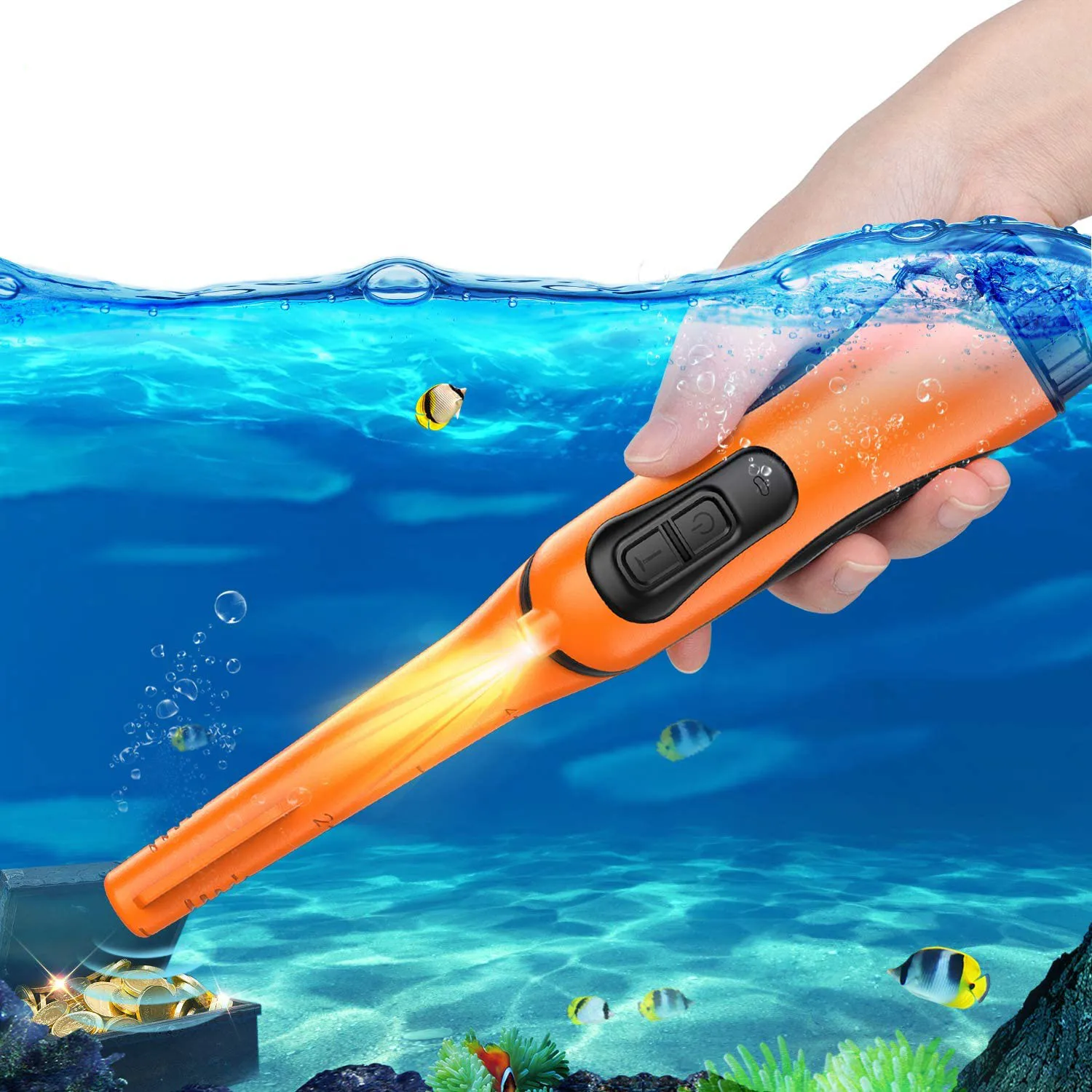 5M Waterproof Metal Detector with LED Light,3 Detection Modes (Sound, Vibration, Sound & Vibration) for Outdoor Treasure Hunting
