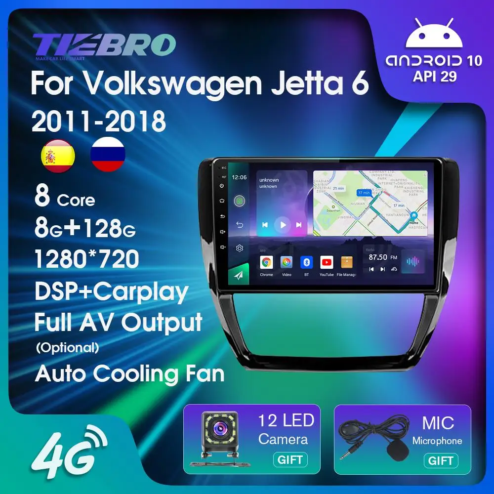 

Tiebro Android10 2Din Car Radio For Volkswagen VW Sagitar Jetta 6 Bora 2011-2018 Head Unit Multimedia Player Carplay Stereo 10''