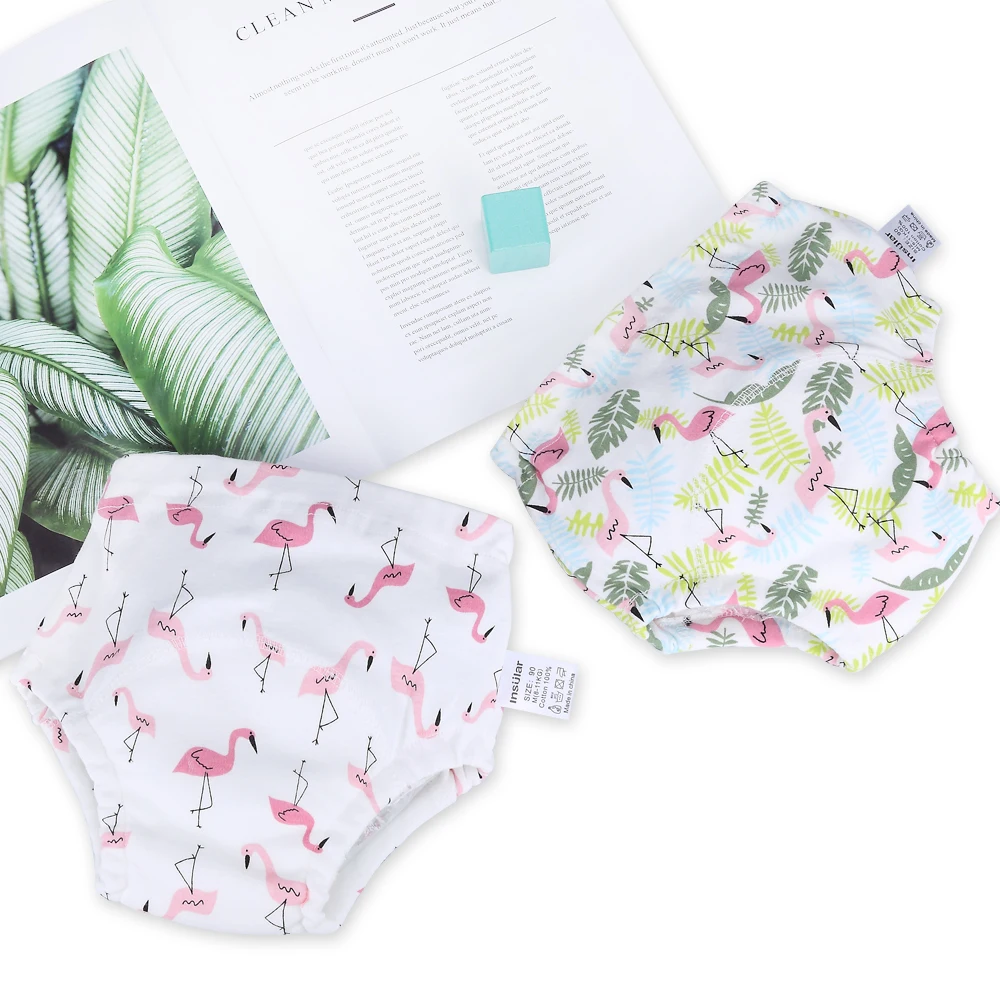 2Pcs Cute Baby Diapers Reusable Nappies Cloth Diaper Washable Infants Children Baby Cotton Training Pants Panties Nappy Changing