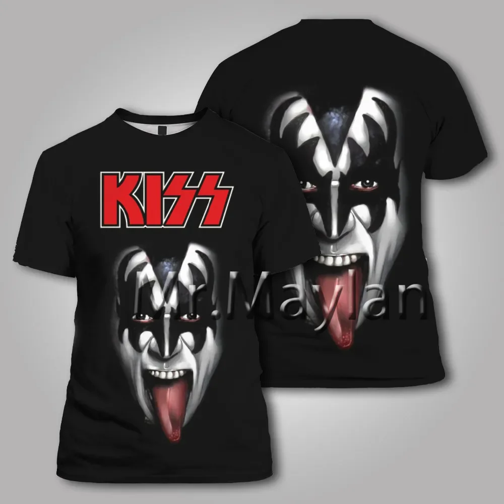 New Gene Simmons Men T shirt 3D Print Kiss Band Rock Tshirt Men Women Ropa Casual Streetwear Hiphop O-neck Tee Shirt Men Clothes