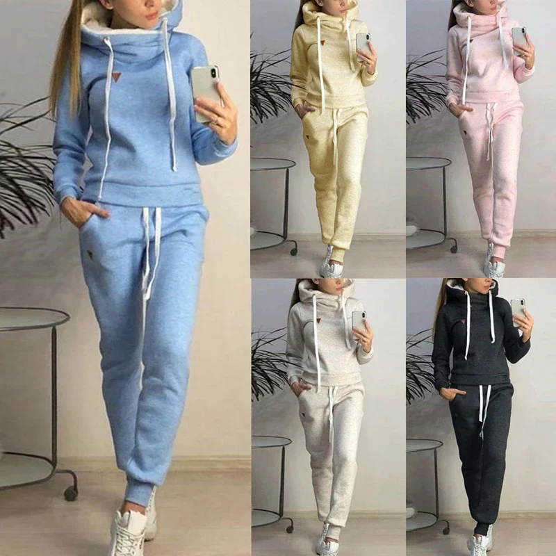 Tracksuit Female Hoodie Plus Velvet Pants Sweatershirt Warm Outfits Running Suit conjunto sudadera mujer 2 piece set women