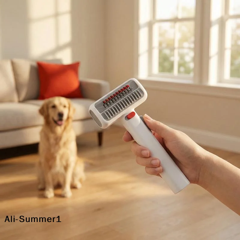 【E】2-in-1 Dog Cat Grooming Brush Pet Deshedding Comb Self Cleaning Dematting Comb For Dogs Cats Rotatable Pin Deshedding Tool