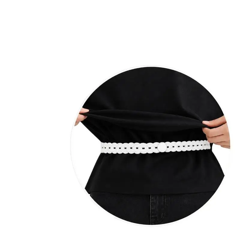4-teiliges Set (1 Gurt + 3 Knöpfe) Exquisiter Spitzenbesatz für T-Shirts, Kleider, Hemden zur Verkürzung der Kleidungslänge – Detail 6